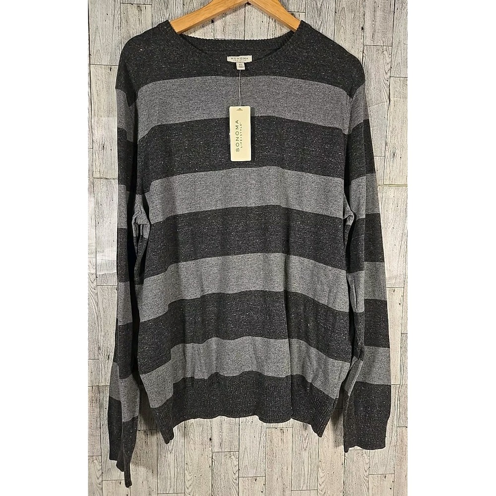 Sonoma Sweater XL Mens Classic Fit Crew Heathered Long Sleeve 100% Cotton Gray
